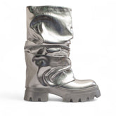 Europeon Union Women Silver Leather Half Boot #3433